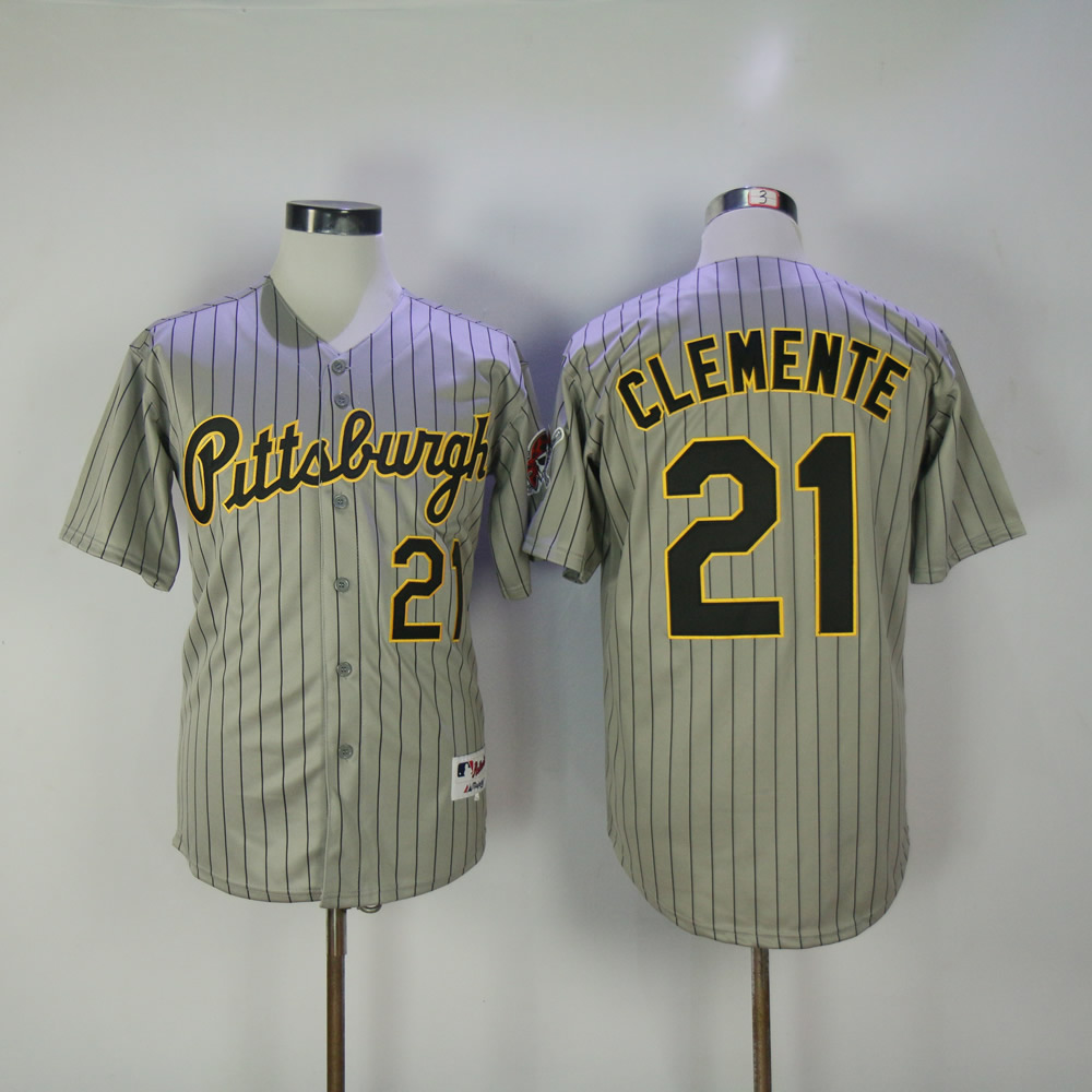 Men Pittsburgh Pirates #21 Clemente Grey stripe MLB Jerseys